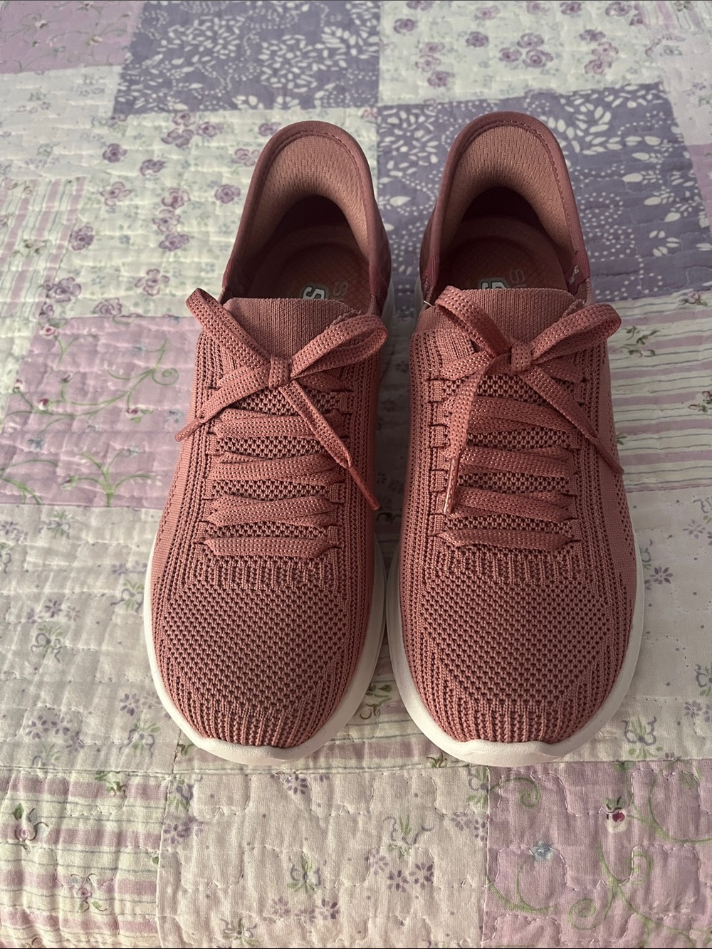 Skechers Women's Knit Lace-Up Sneakers - Rose new never worn